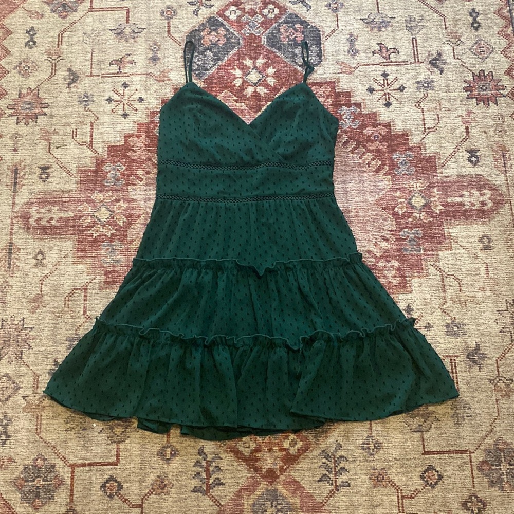 Emerald green spaghetti strap dress